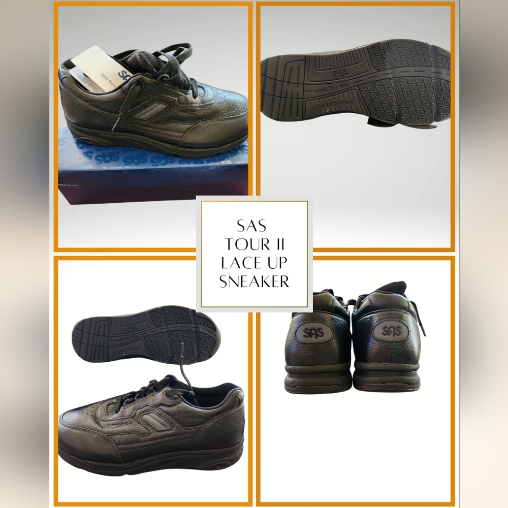 SAS Black Comfort Sneakers with Lace-Up Design